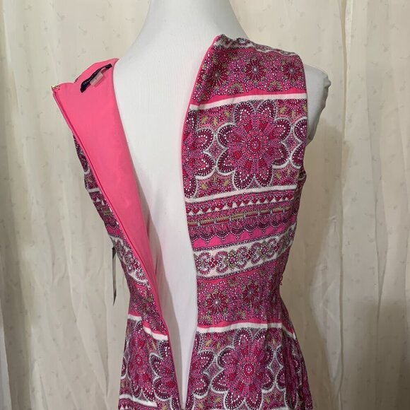 Tommy Hilfiger Bandana-Print Surplice Belted Midi Dress Sz 2 in Pink - Picture 5 of 12